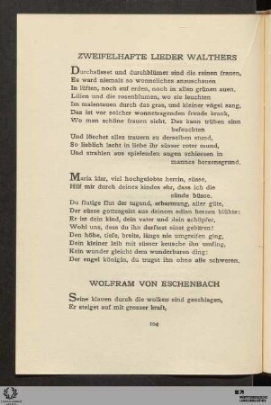 Zweifelhafte Lieder Walthers