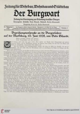29: Begrüßungsansprache an die Burgenfahrer auf der Marksburg, 10. Juni 1928