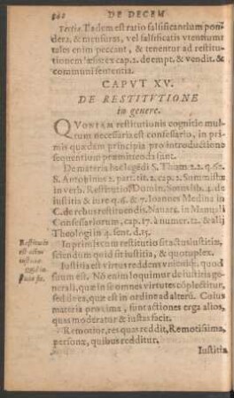Caput XV. De Restitutione in genere.