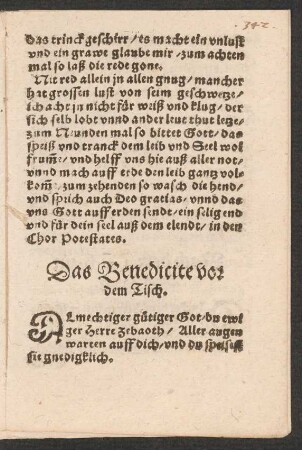 Das Benedicite vor || dem Tisch. ||