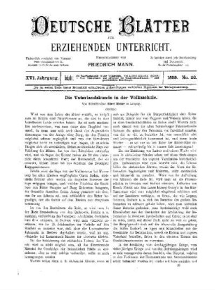 Die Vaterlandskunde in der Volksschule : (Schluss)