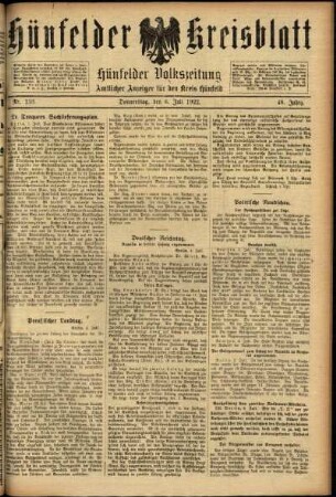 Ausgabe vom Donnerstag, den 06. Juli 1922.