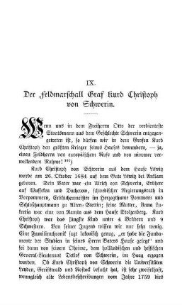 IX. Der Feldmarschall Graf Kurd Christoph von Schwerin