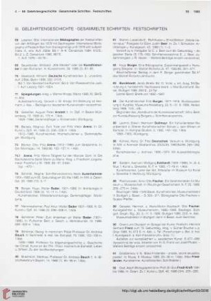 III. Gelehrtengeschichte. Gesammelte Schriften. Festschriften