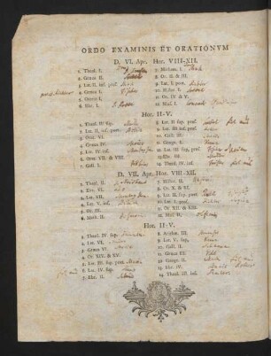 Ordo Examinis Et Orationum