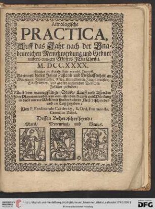 Astrologische Practica, Auff das Jahr nach der Gnadenreichen Menschwerdung und Geburt unsers einigen Erlösers Jesu Christi