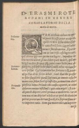 D. Erasmi Roterodami In Genere Consolatorio Declamatio de morte.