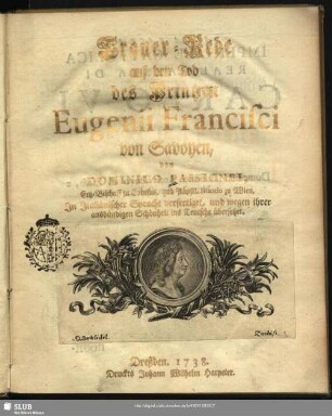 Trauer-Rede auf den Tod des Printzen Eugenii Francisci von Savoyen