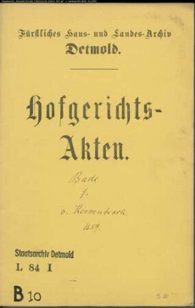Bade, Walrad (Wolrad) gegen Gerlach von Kerssenbrock - Schuldforderung
