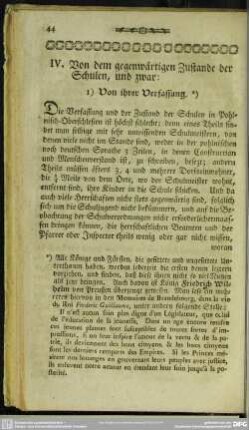 IV. Von dem gegenwärtigen Zustande der Schulen