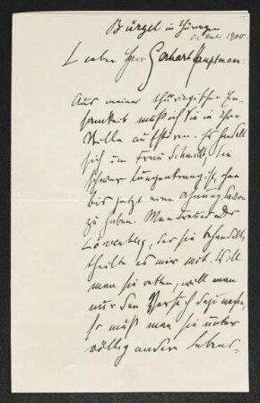 Brief von Felix Hollaender an Gerhart Hauptmann