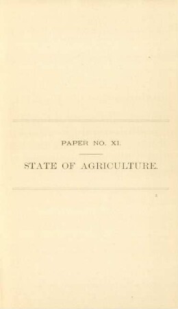Paper No. XI. State of agriculture
