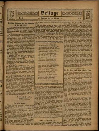 Zweite Ausgabe vom Sonntag, den 20. Februar 1921.