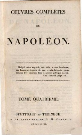 Oeuvres complètes de Napoléon. 4
