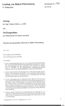 Antrag der SPD: Situation der gymnasialen Oberstufe