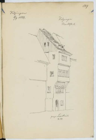 Wohnhaus Marktstraße 6, Kitzingen: Perspektivische Ansicht (aus: Skizzen- und Fotoalbum 16)