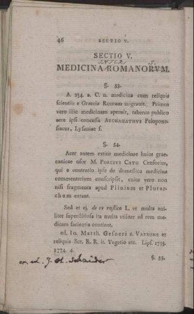 Sectio V. Medicina Romanorum
