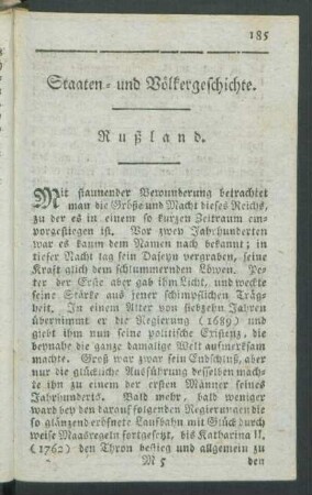 Staaten- und Völkergeschichte. Rußland.