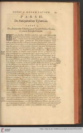 Caput I: De Antiquitatibus Tyburtinis, quo ad Fana & Delubra, Deorum, & primò de Templo Herculis