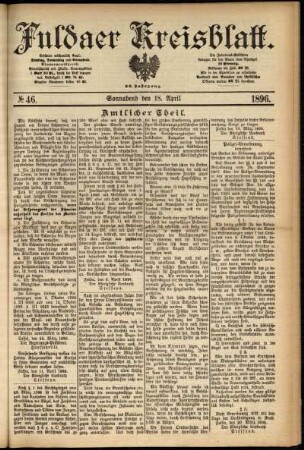 Erste Ausgabe vom Samstag, den 18. April 1896.
