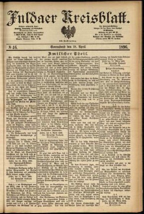 Erste Ausgabe vom Samstag, den 18. April 1896.