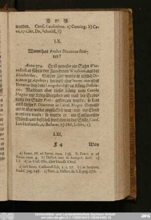 LX. Wann hat Paulus Diaconus floriret?