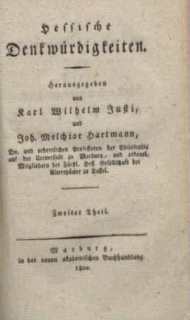 Hessische Denkwürdigkeiten. Theil 2