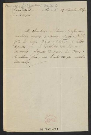 1 Brieffragment an Unbekannt, 14.11.1834