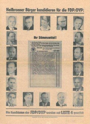 "Menschen wie DU und ICH Nachrichten und Anregungen zur Wahl des Gemeinderates am 11. November 1956" Ausgabe 3 vom 10.11.(Hrsg. DVP/FDP)