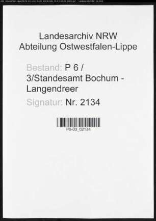 Namensverzeichnis Bochum - Langendreer, Todesfälle 01.01.1929-31.07.1929