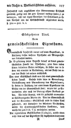 Siebzehnter TItel. Vom gemeinschaftlichen Eigenthume.