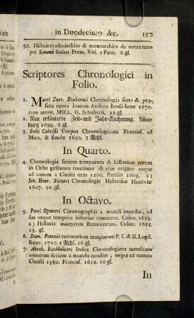 157-168, Scriptores Chronologici. Geographici. Scriptores de Notitia Rerum Publicarum. Scriptores Genealogici. Heraldici, & de Nobilitate.