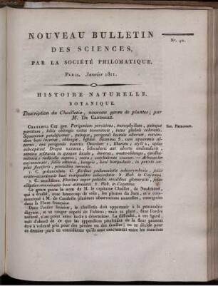 Nouveau Bulletin des Sciences, par la Société Philomatique. Paris. Janvier 1811., 40