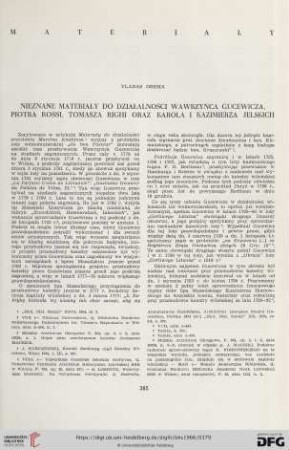Nieznane materiały do działalności Wawrzyńca Gucewicza, Piotra Rossi, Tomasza Righi oraz Karola i Kazimierza Jelskich
