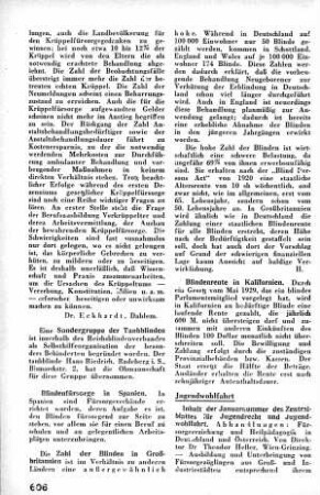 Blindenfürsorge in Spanien [Erwerbsbesehränktenfürsorge]