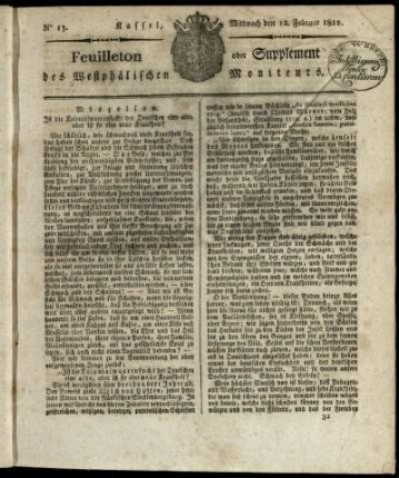 No. 13, Mittwoch den 12. Februar 1812