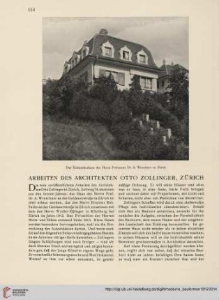 Arbeiten des Architekten Otto Zollinger, Zürich