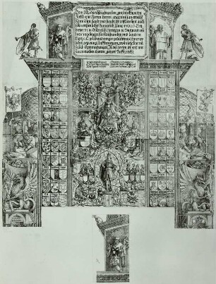 Ehrenpforte für Kaiser Maximilian I. : Dürer, Albrecht: Ehrenpforte für Kaiser Maximilian I. 1515. Holzschnitt; 340,9 x 292,2 cm. Dresden: Kupferstich-Kabinett, Meder 251