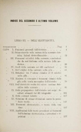 Indice del Secondo e ultimo Volume.
