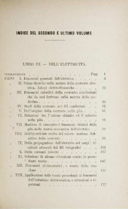 Indice del Secondo e ultimo Volume.