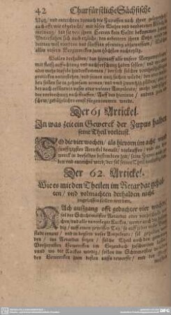 Der 62. Artickel. Wie es mit den Theilen im Retardat gehalten/ und volmachten derhalben nicht zugelassen werden.