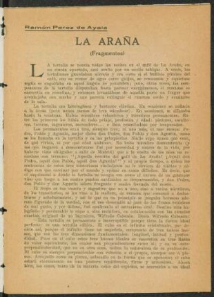 La araña : (Fragmentos)