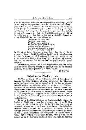Aufruf an die Oberlehrerinnen