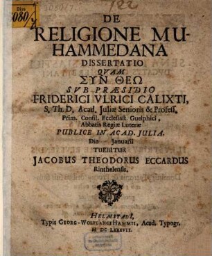 De religione muhammedana dissertatio