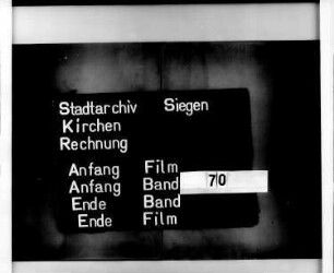 Kirchenrechnung der Stadt Siegen der Kirchmeister Johann Solbach und Hermann Daub