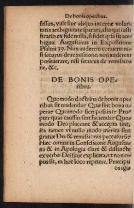 De Bonis Operibus.
