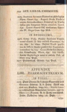 Appendix Libr. Pharmacevticorvm