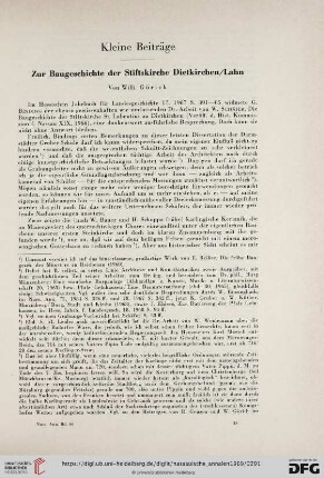 80: Zur Baugeschichte der Stiftskirche Dietkirchen/Lahn