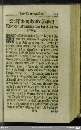 Das siebenzehende Capitel Von den Kranckheiten der Todtengräber