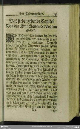 Das siebenzehende Capitel Von den Kranckheiten der Todtengräber
